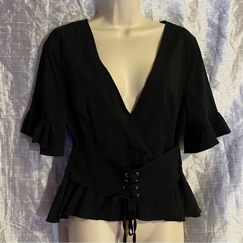 PLT crepe corset top SZ 10, GUC back zip, very little stretch, length 17” cute